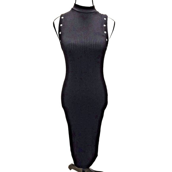 Cotton On Dress Womens Small Sleeveless Mock Neck Midi Knit Bodycon Grommet - Picture 1 of 10